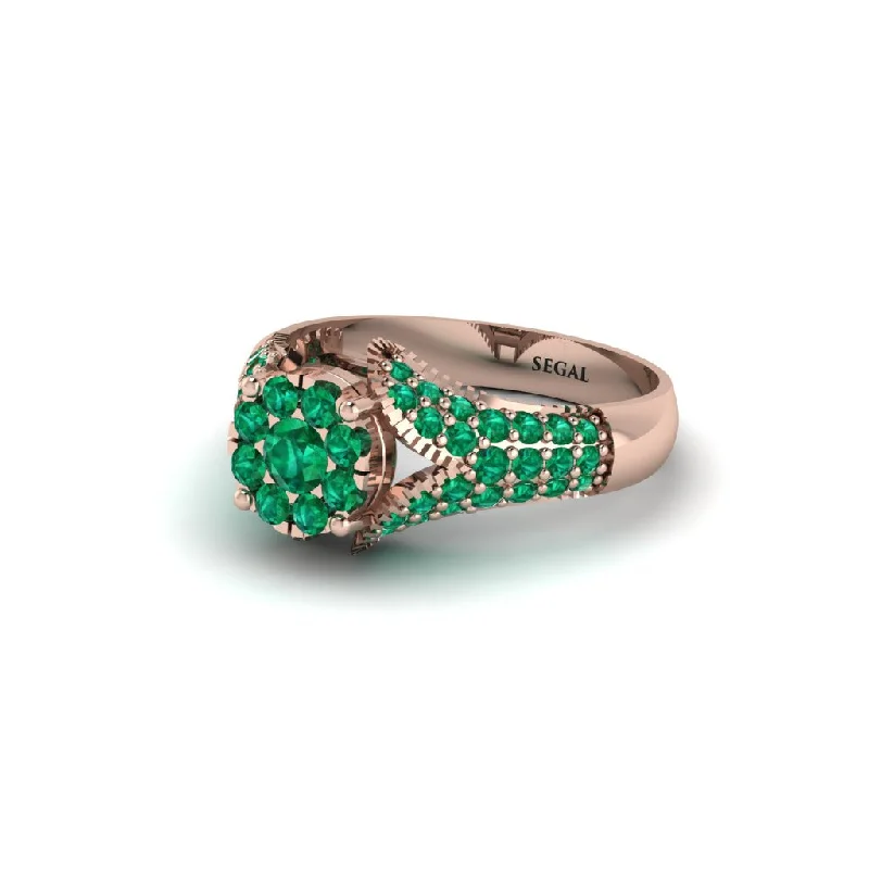 Elegant Gold Rings For Special Occasions-Emerald Floral Cluster Engagement Ring  - Penelope No. 20