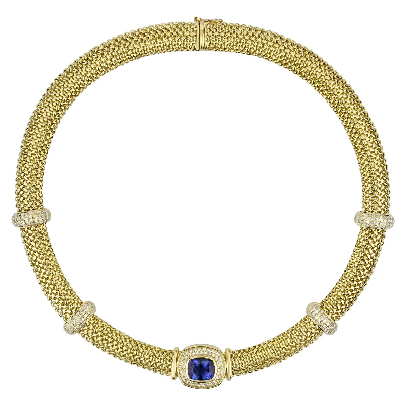 Luxury Diamond Necklace For Proposal Gifts-Necklace - Tanzanite And Diamond