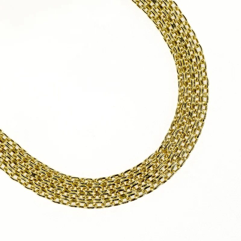 Colorful Beaded Necklace For Party Wear-11.8mm Wide Cable Mesh 16" Necklace in 14K Yellow Gold