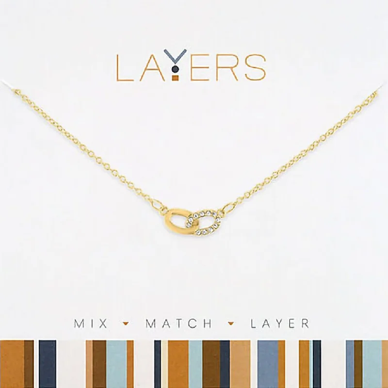 Personalized Name Plate Necklace For Brides-Center Court: Gold Links Layers Necklace