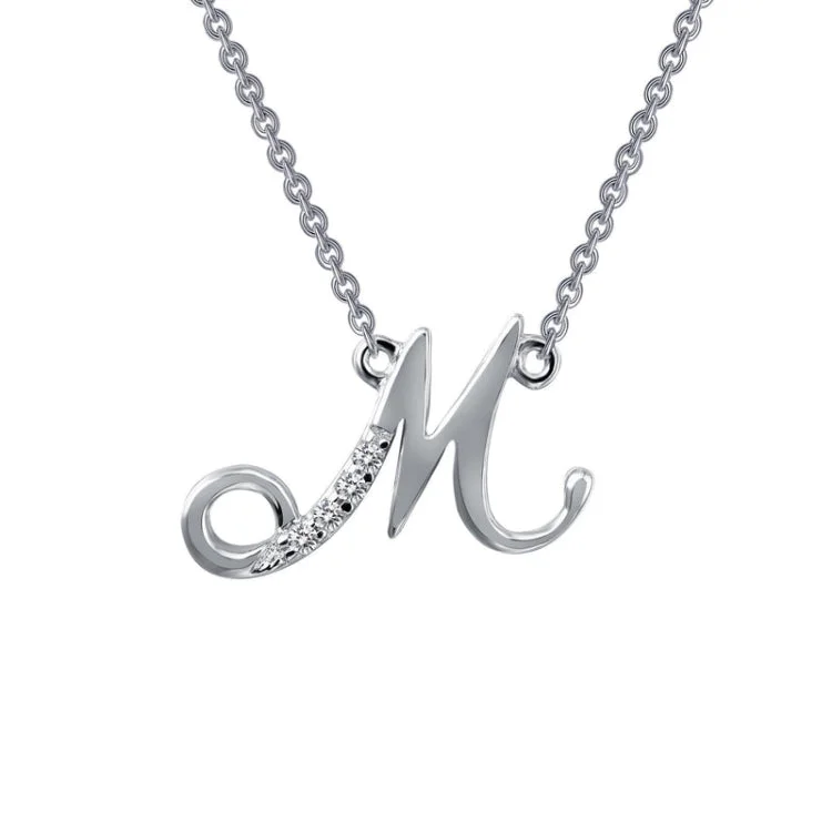 Classic Silver Pendant Necklace For Casual Outfits-Letter M Pendant Necklace