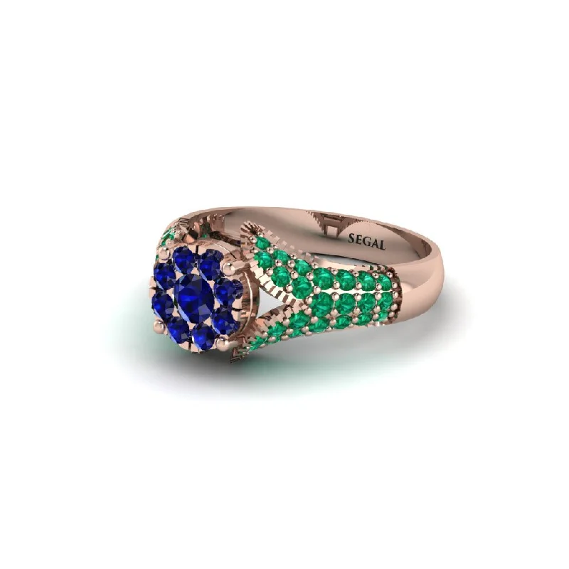 Trendy Men’s Rings For Stylish Look-Emerald Floral Cluster Engagement Ring  - Penelope No. 29