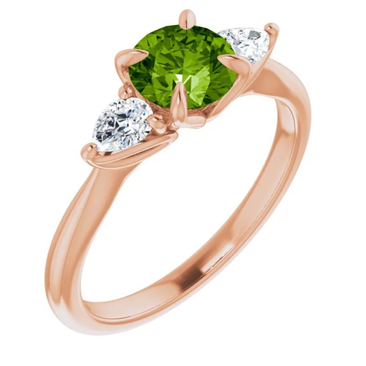 Trendy Men’s Rings For Stylish Look-14K Rose Natural Peridot & 1/4 CTW Natural Diamond Ring