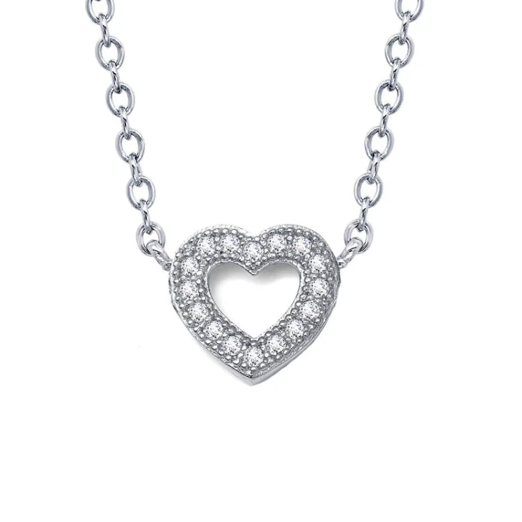 Unique Pearl Necklace For Bridesmaids-0.18 CTW Open Heart Necklace