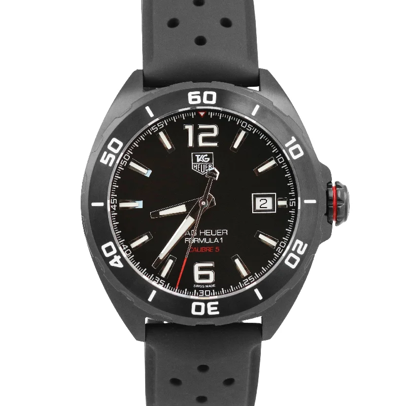 Solar Watches For Environmental Awareness-NEW PAPERS Tag Heuer Formula 1 BLACK Steel PVD Rubber 41mm WAZ2115.FT8023 BOX