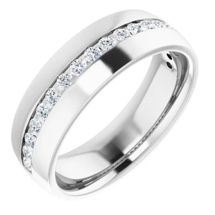 Custom Silver Rings For Engagement-14K White 3/8 CTW Natural Diamond Band