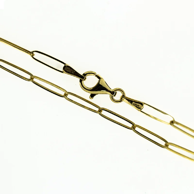 Simple Gold Necklace For Daily Wear-New 2.5mm Wide Oval Paperclip Link 20" Chain Necklace in 14K Yellow Gold