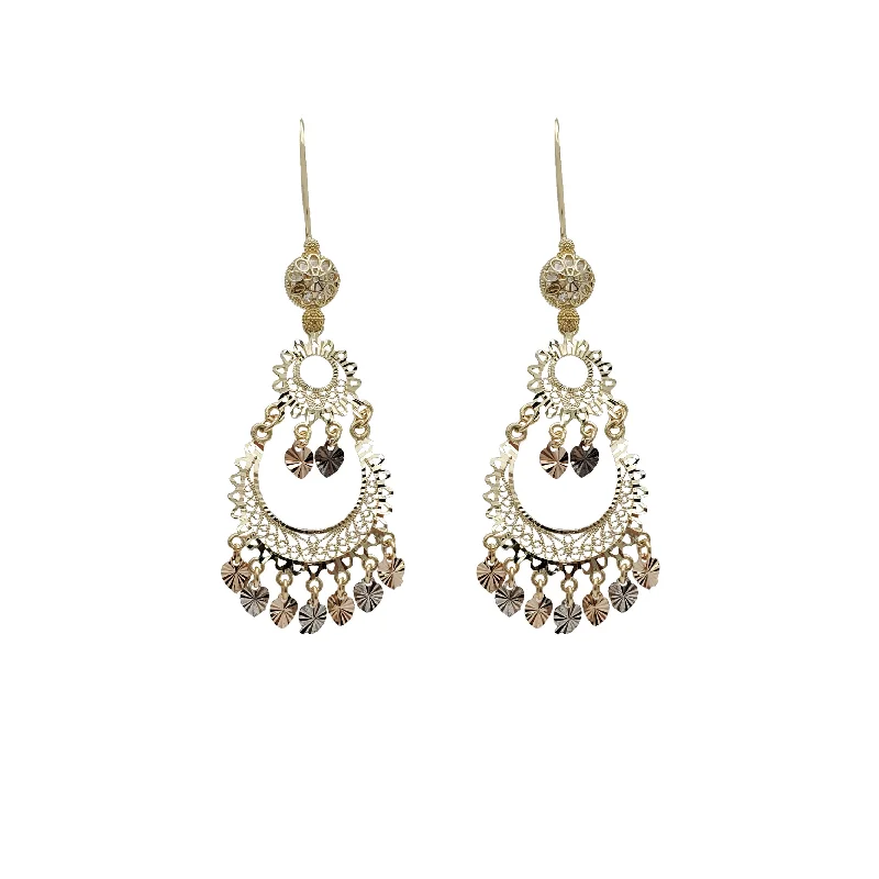 Simple Stud Earrings For Women-Tricolor Chandelier Dangling Earrings (14K)