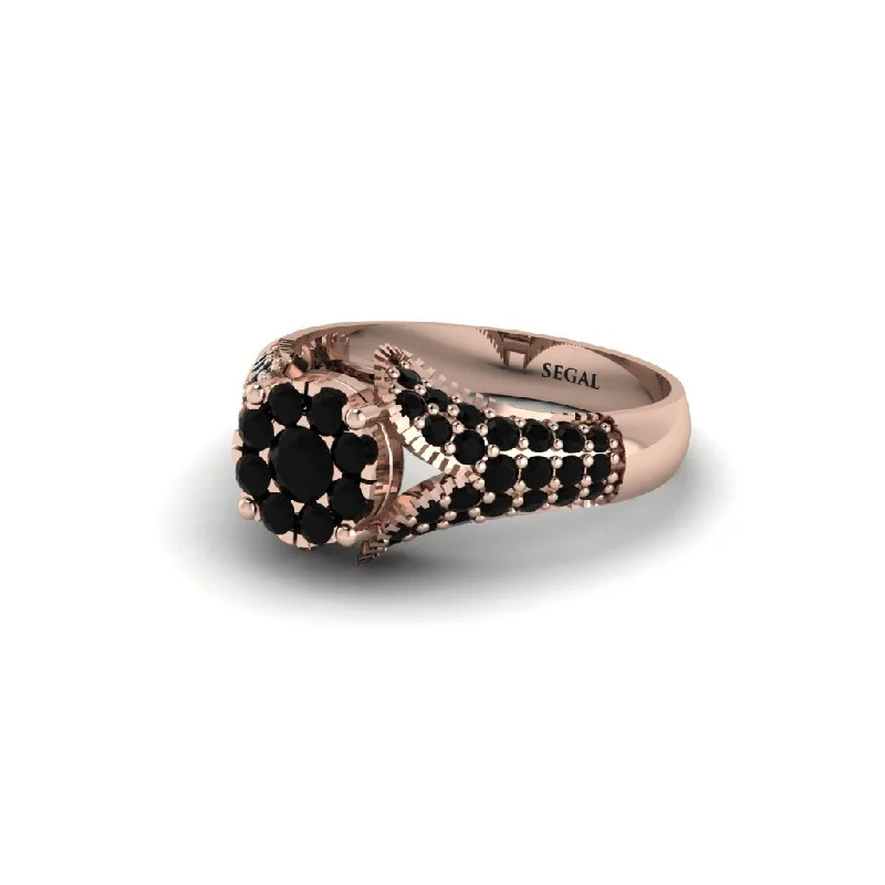 Elegant Men’s Wedding Rings For Special Occasions-Black Diamond Floral Cluster Engagement Ring  - Penelope No. 38