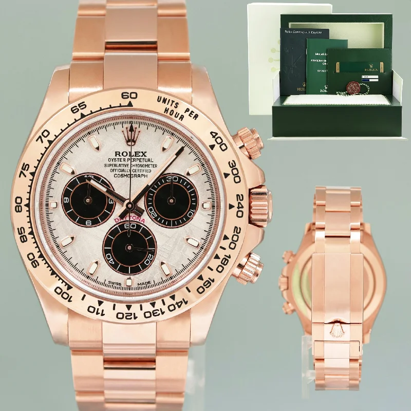 Women’s Dress Watches For Evening Wear-PAPERS MINT Rolex Daytona Cosmograph 18k Rose Gold Meteorite 116505 Watch