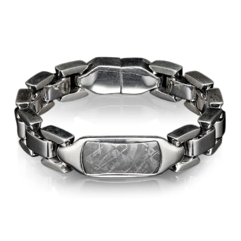 Cool Metal Bracelets For Men-Meterorite Identity Bracelet