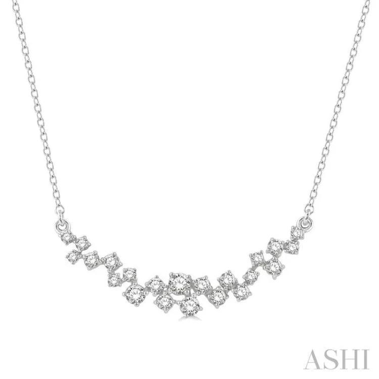 Sparkling Crystal Necklace For Special Occasions-1/2 Ctw Round Cut Diamond Scatter Necklace in 14K White Gold