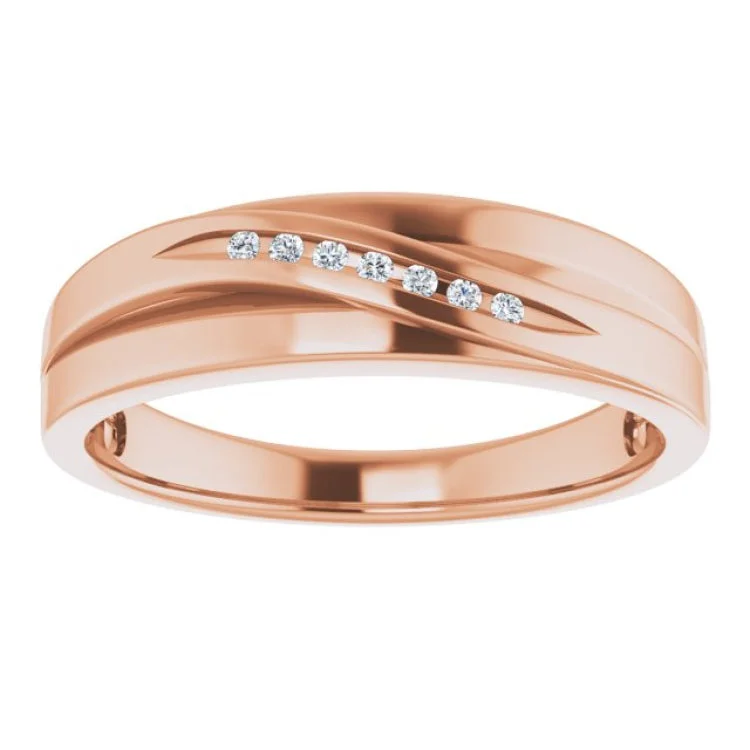 Simple Wedding Rings For Couples-14K Rose .05 CTW Natural Diamond Band