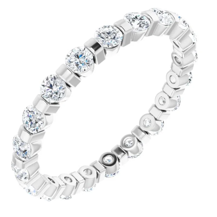 Trendy Stackable Rings For Jewelry Lovers-14K White 1 CTW Natural Diamond Eternity Band Size 6