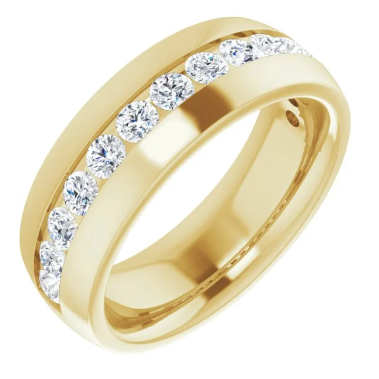 Classic Diamond Rings For Wedding Bands-10K Yellow 1 3/8 CTW Natural Diamond Band