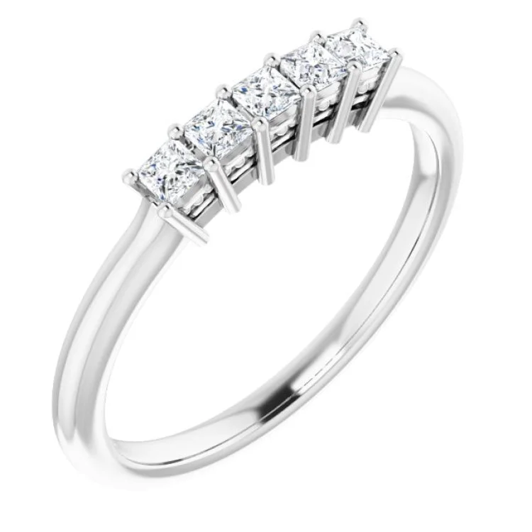 Bohemian Wedding Rings For Brides-14K White 1/4 CTW Natural Diamond Anniversary Band