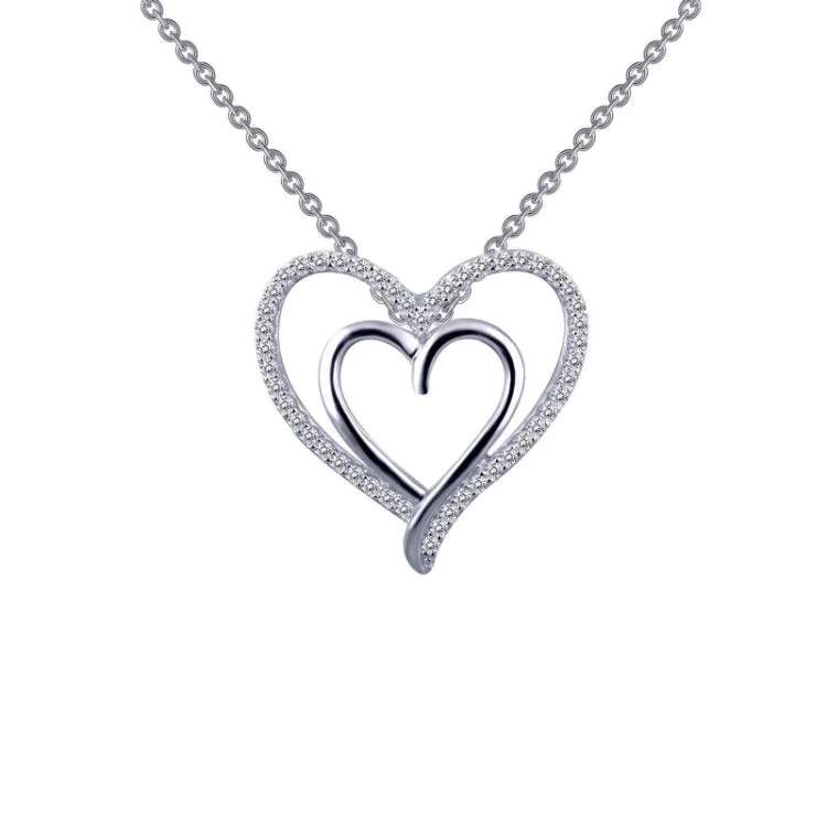 Custom Birthstone Necklace For Special Occasions-Double-Heart Pendant Necklace