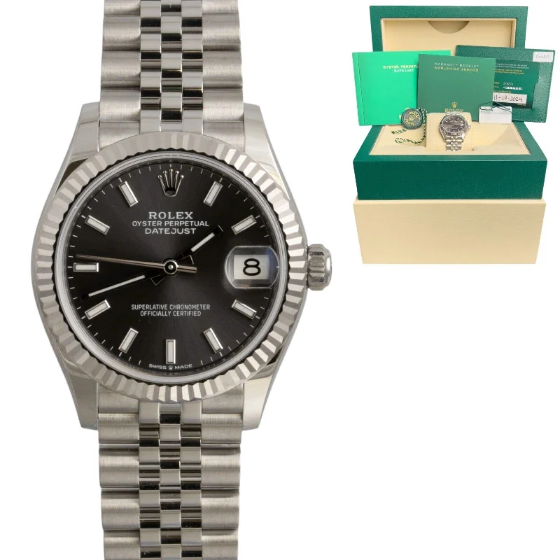 Watches With GPS Tracking For Adventurers-2024 Ladies Rolex DateJust MidSize 31mm Jubilee Slate Gray FLUTED Watch 278274