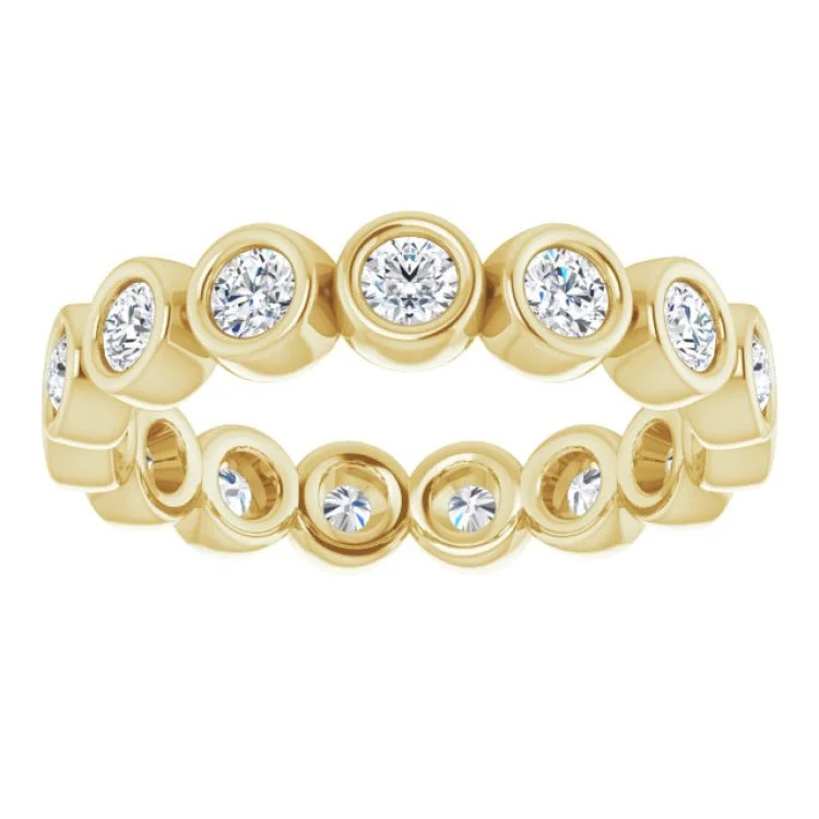 Handmade Engagement Rings For Brides-14K Yellow 9/10 CTW Natural Diamond Eternity Band Size 6