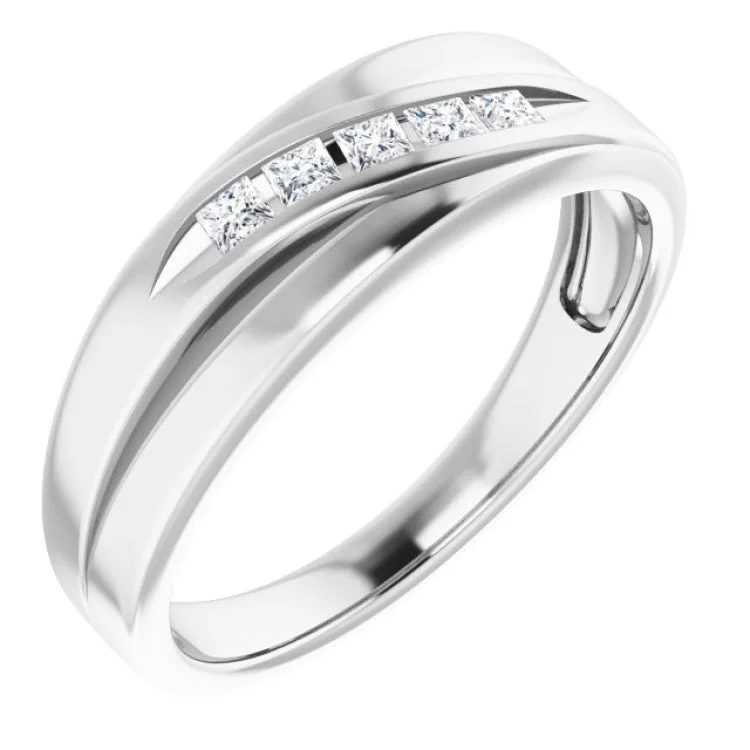 Classic Solitaire Rings For Engagement Gifts-Platinum 1/4 CTW Natural Diamond Band