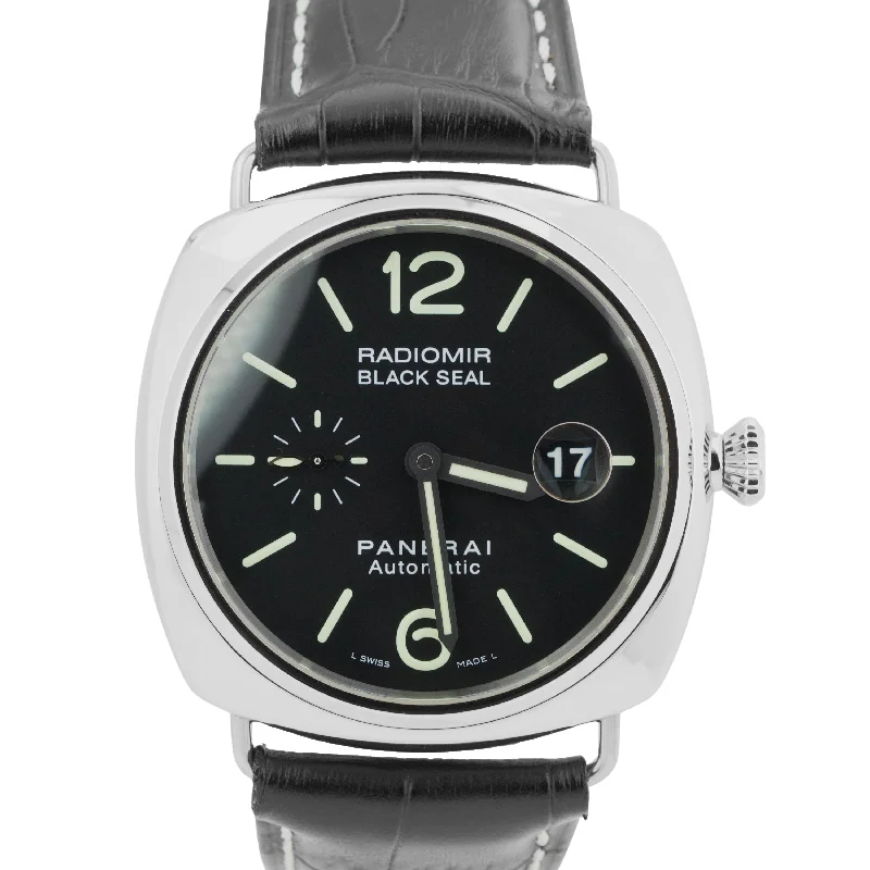 Solar Watches For Hiking And Adventure-MINT Panerai Radiomir Black Seal Automatic Leather PAM 287 45mm PAM00287 Watch