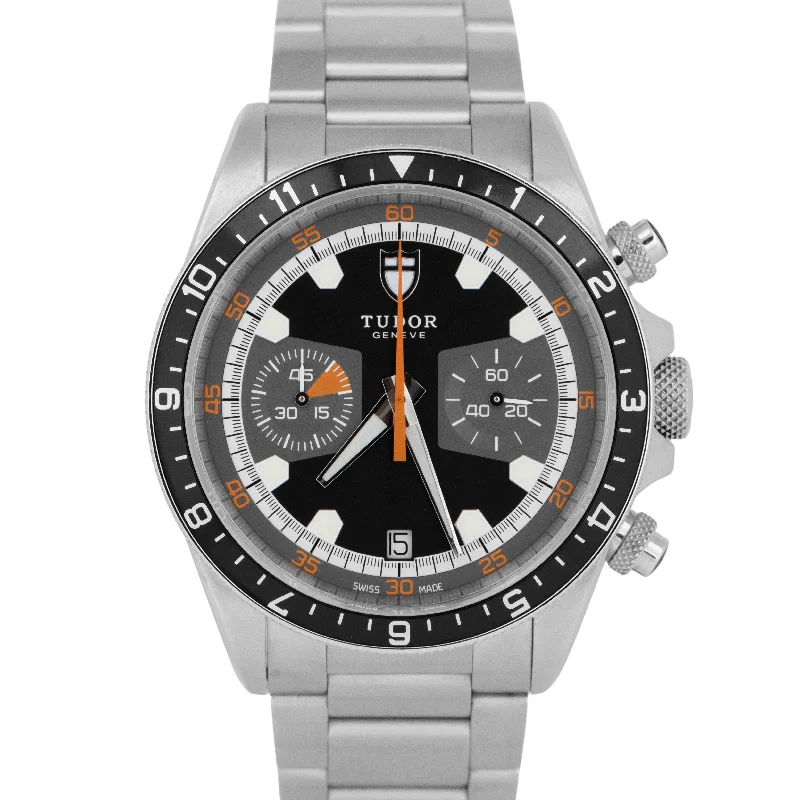 Digital Watches For Running And Fitness-Tudor Heritage Chronograph Grey Orange Stainless Steel 42mm Date 70330 N Watch