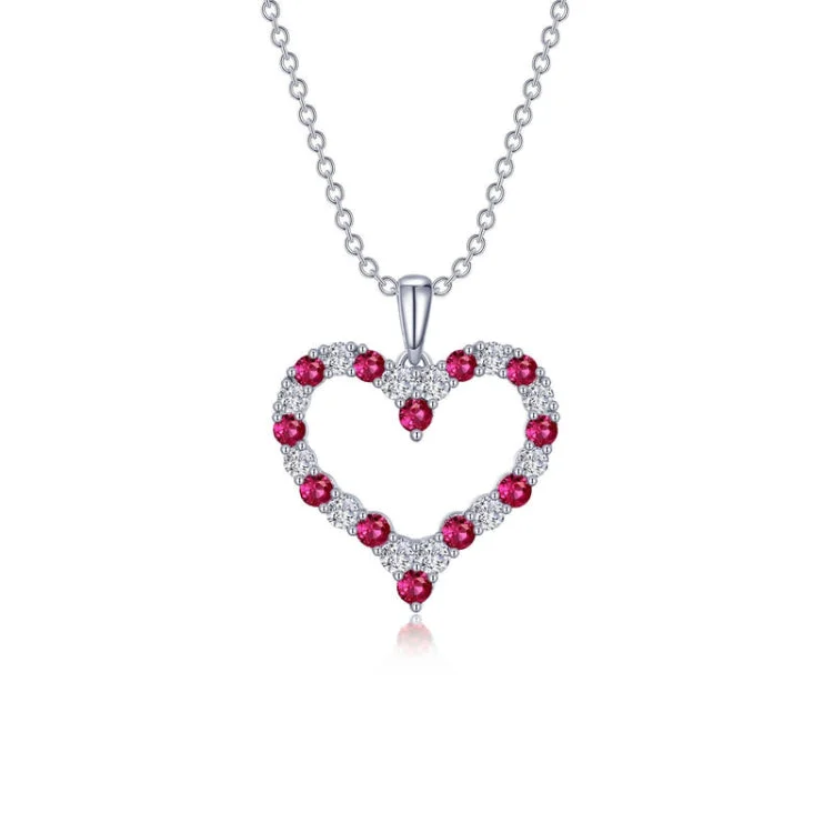 Handcrafted Pearl Necklace For Bridesmaids-Fancy Lab-Grown Ruby Heart Pendant Necklace