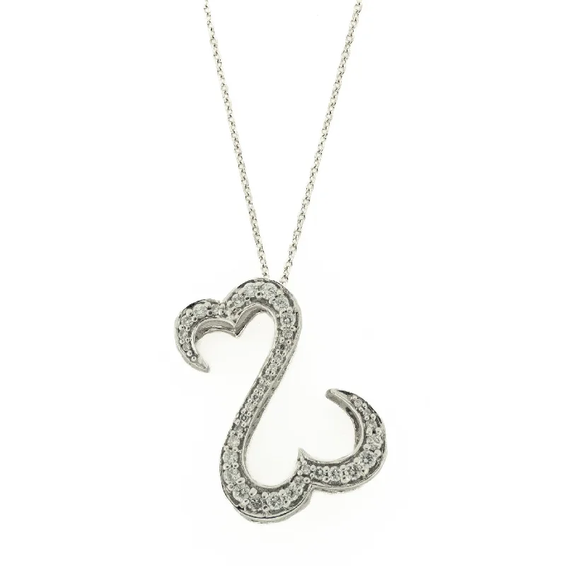 Custom Silver Necklace For Wedding Gifts-Jane Seymour Open Hearts Diamond Pendant & Chain Necklace in 14K White Gold