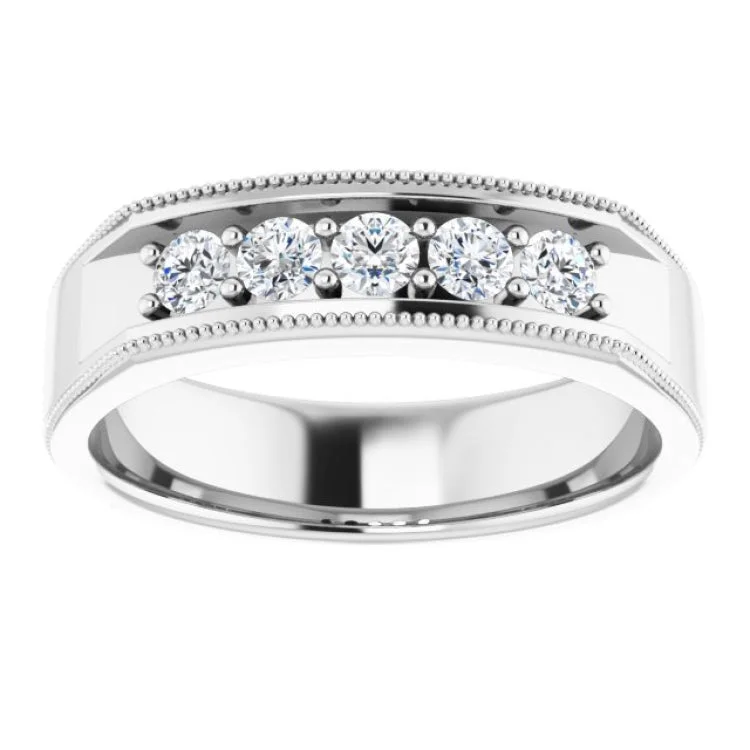 Personalized Wedding Rings For Unique Brides-14K White 1/2 CTW Natural Diamond Milgrain Band