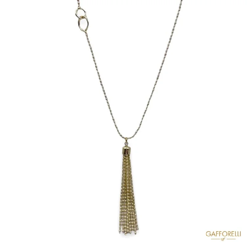 Sparkling Gold Necklace For Holiday Parties-Necklace with Gold-colored Pendant Tassel C289 - Gafforelli Srl