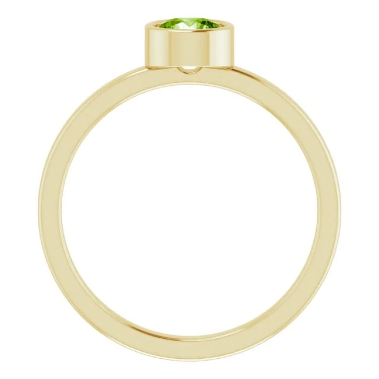 Elegant Gold Wedding Bands For Bridesmaids-14K Yellow 5 mm Natural Peridot Ring