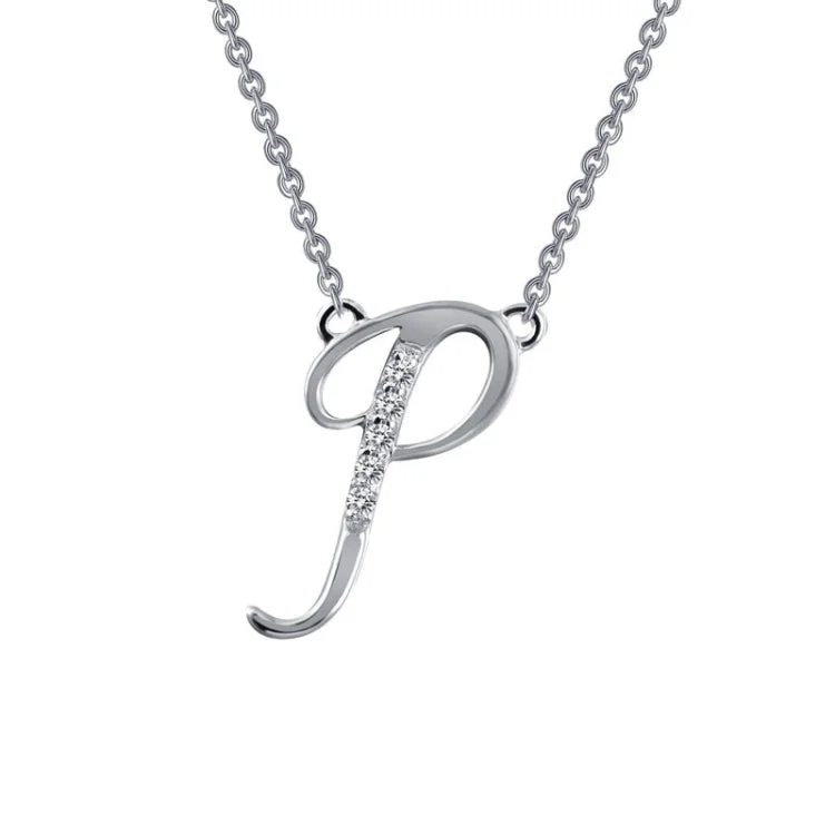 Simple Crystal Pendant Necklace For Day Wear-Letter P Pendant Necklace