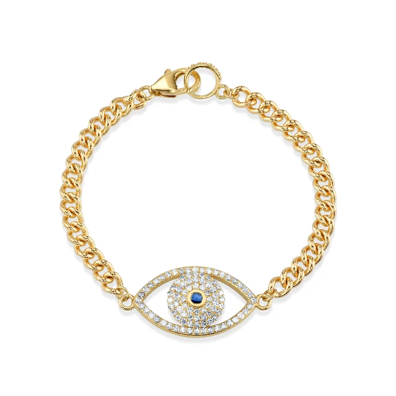 Premium Leather Bracelets-14K Gold Evil Eye Curb Chain Bracelet  BG000439