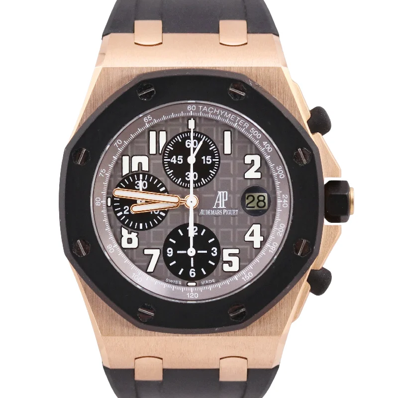 Classic Watches For Corporate Wear-Audemars Piguet Royal Oak Offshore 18K ROSE GOLD Gray Chronograph 42mm 25940OK