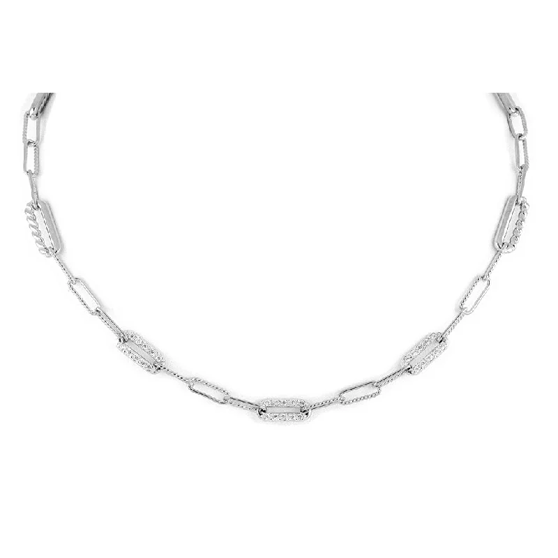 Elegant Heart Necklace For Romantic Look-John Medeiros : Diamante Three Station Pavé Necklace in Rhodium