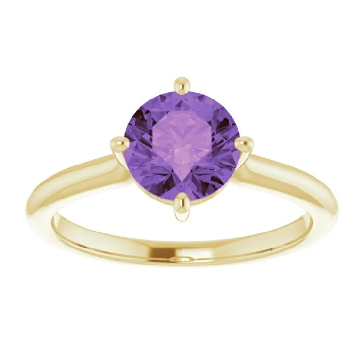 Simple Engagement Rings For Minimalist Brides-14K Yellow Natural Amethyst Ring