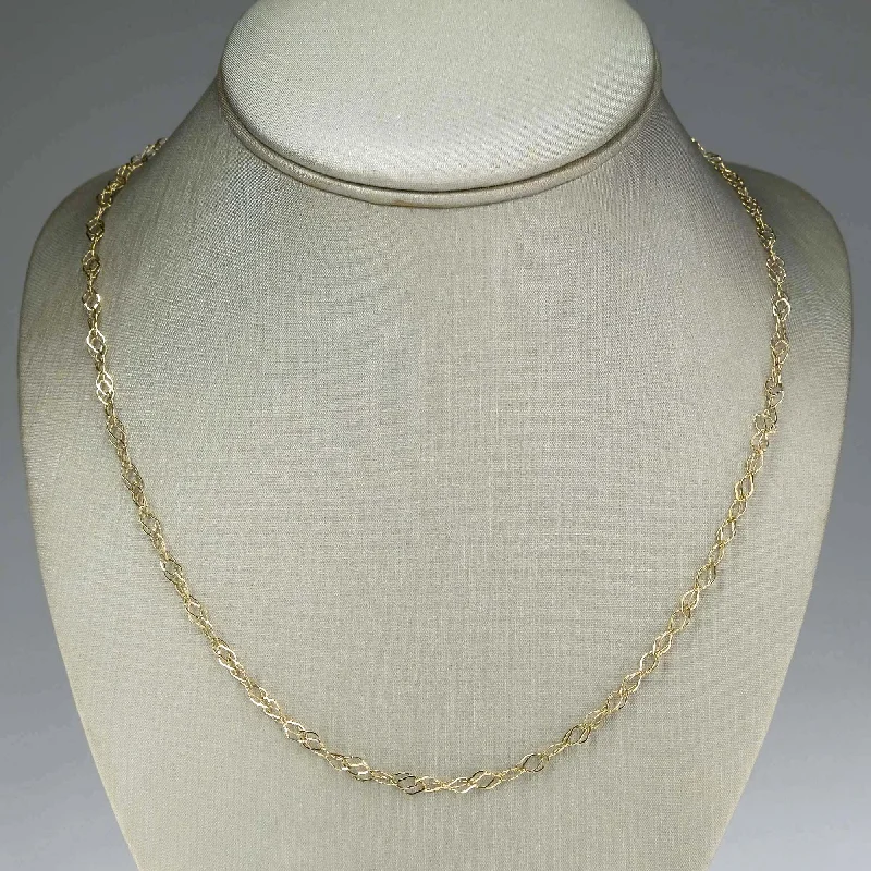 Classic Pearl Necklace For Formal Events-3mm Wide Fancy Link 31" Chain Necklace in 14K Yellow Gold