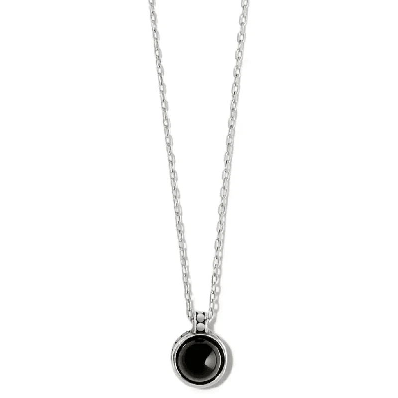 Simple Gemstone Pendant Necklace For Casual Look-Brighton : Pebble Dot Onyx Short Necklace