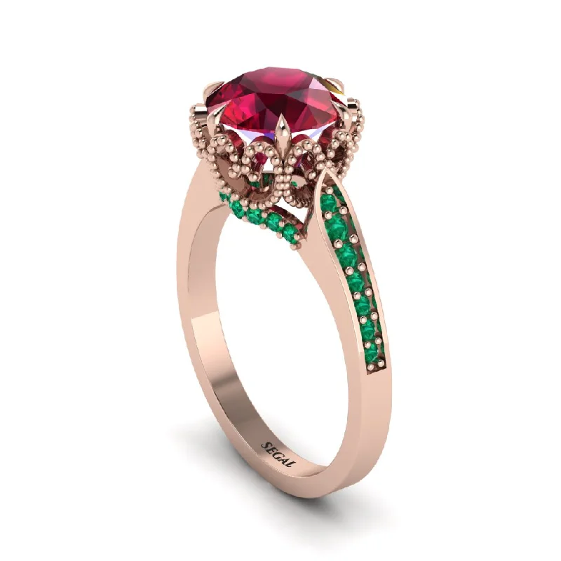 Custom Men’s Rings For Special Occasions-Ruby Milgrain Engagement Ring - Yara No. 26