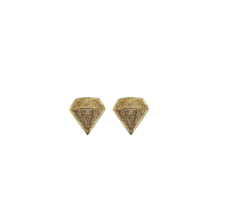 Large Gemstone Earrings-Gemstone Silhouette Diamond Stud Earring (10K)