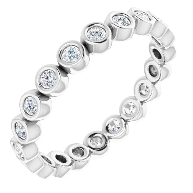 Trendy Silver Rings For Casual Wear-Platinum 3/8 CTW Natural Diamond Eternity Band Size 6