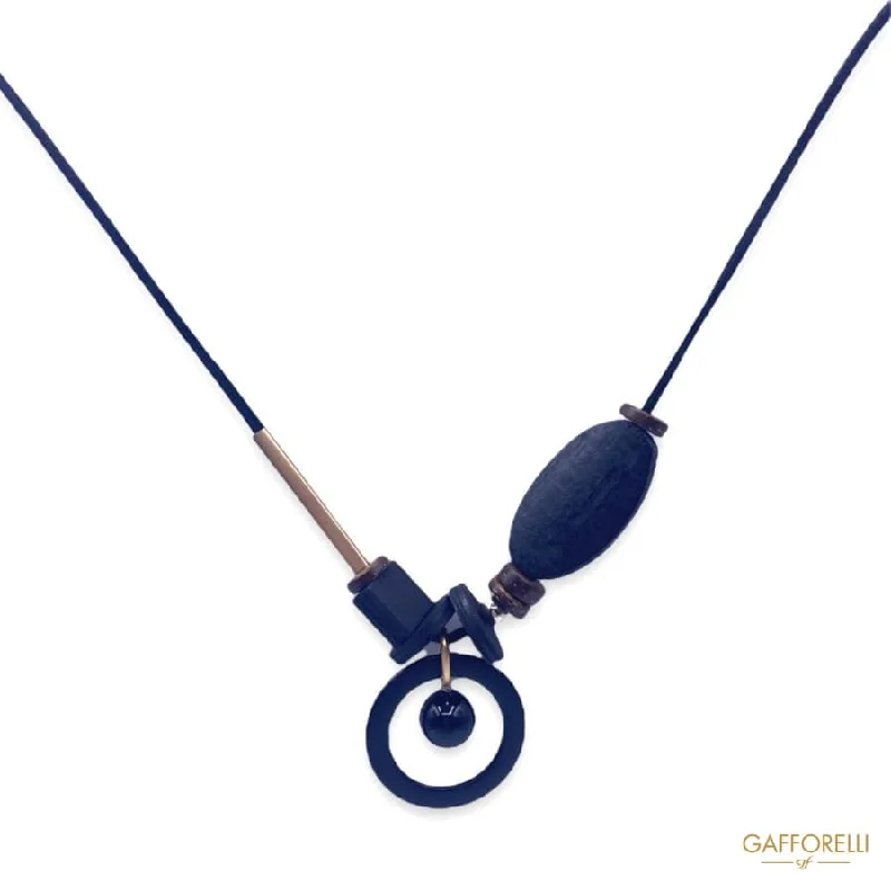 Minimalist Gold Necklace For Everyday-Geometric Necklace with Wire Caucciù C279 - Gafforelli Srl