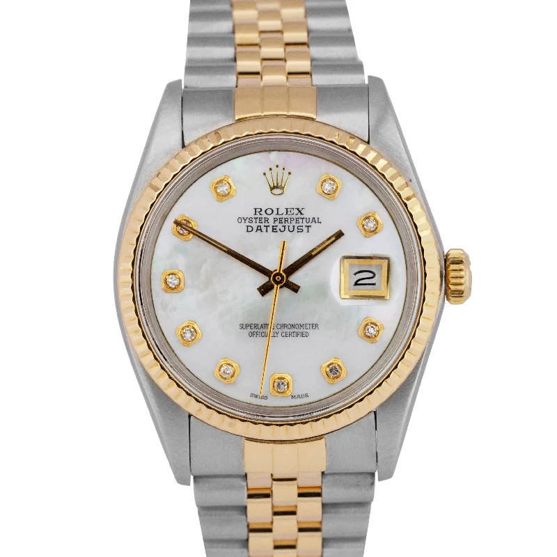 Women’s Elegant Watches For Daily Wear-Rolex DateJust 36mm MOP DIAMOND 18K Gold Two-Tone Stainless Steel Watch 16013