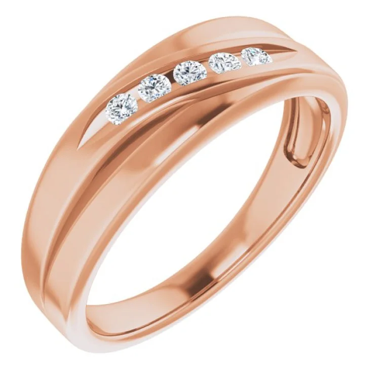 Custom Wedding Rings For Unique Couples-14K Rose 1/6 CTW Natural Diamond Band