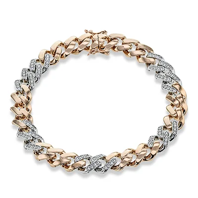 Elegant Silver Bracelets For Special Events-Men's Bracelet In 14k Gold With Diamonds LB2329