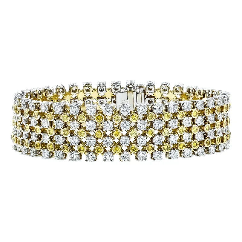 Beautiful Diamond Bracelets For Gifts-Maria Canale White and Yellow Diamond Bracelet