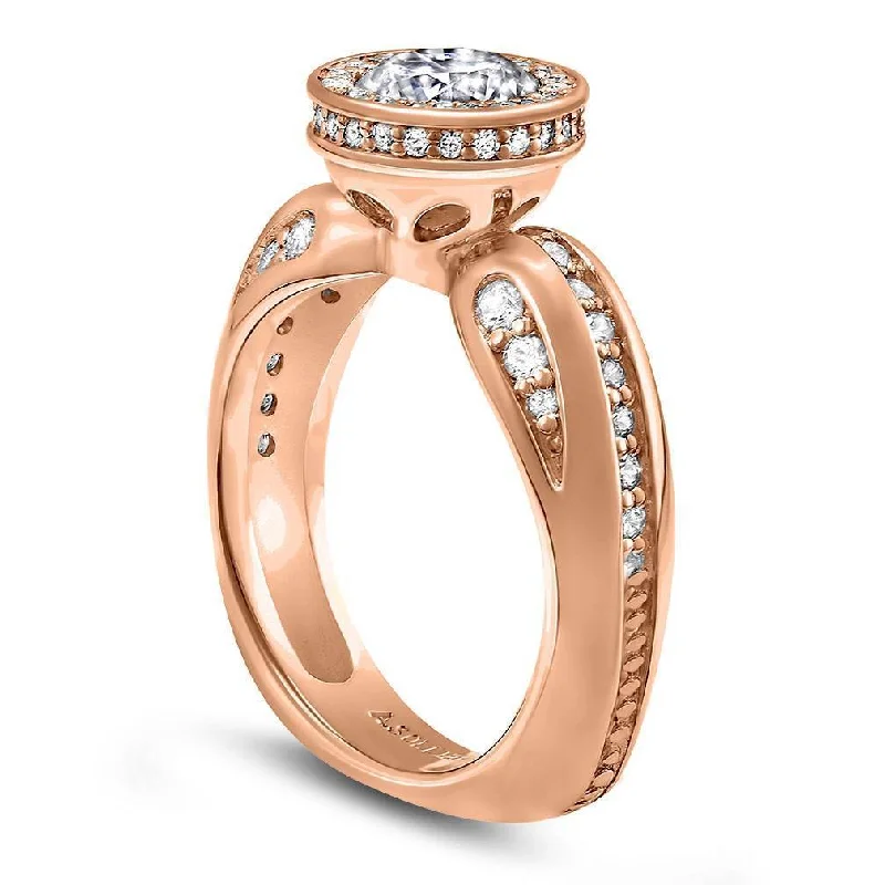 Classic Solitaire Rings For Brides-Modern Sensuality Diamond Halo Grace Engagement Ring