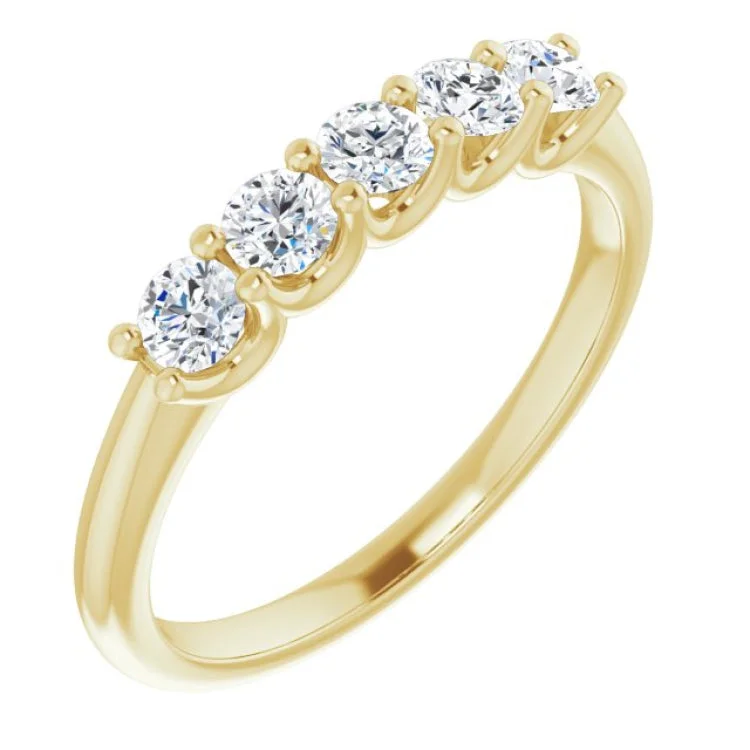 Classic Solitaire Engagement Rings For Brides-14K Yellow 1/2 CTW Natural Diamond Anniversary Band