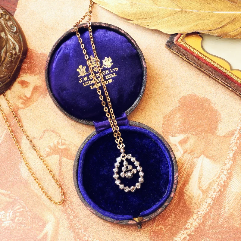 Sparkling Gold Necklace For Fashion Events-Antique Lasque Cut Diamond Flower Drop Pendant