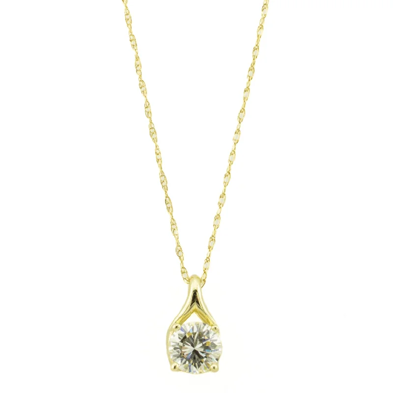 Silver Chain Necklace For Casual Wear-0.53ct Round Diamond Solitaire Pendant on 19" Chain Necklace in 14K Yellow Gold